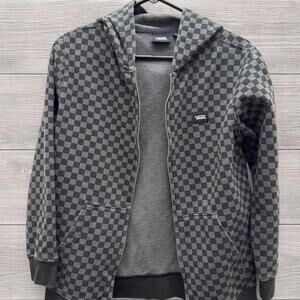 Vans Black/Grey Checkered Zip-Up Jacket -Youth Large